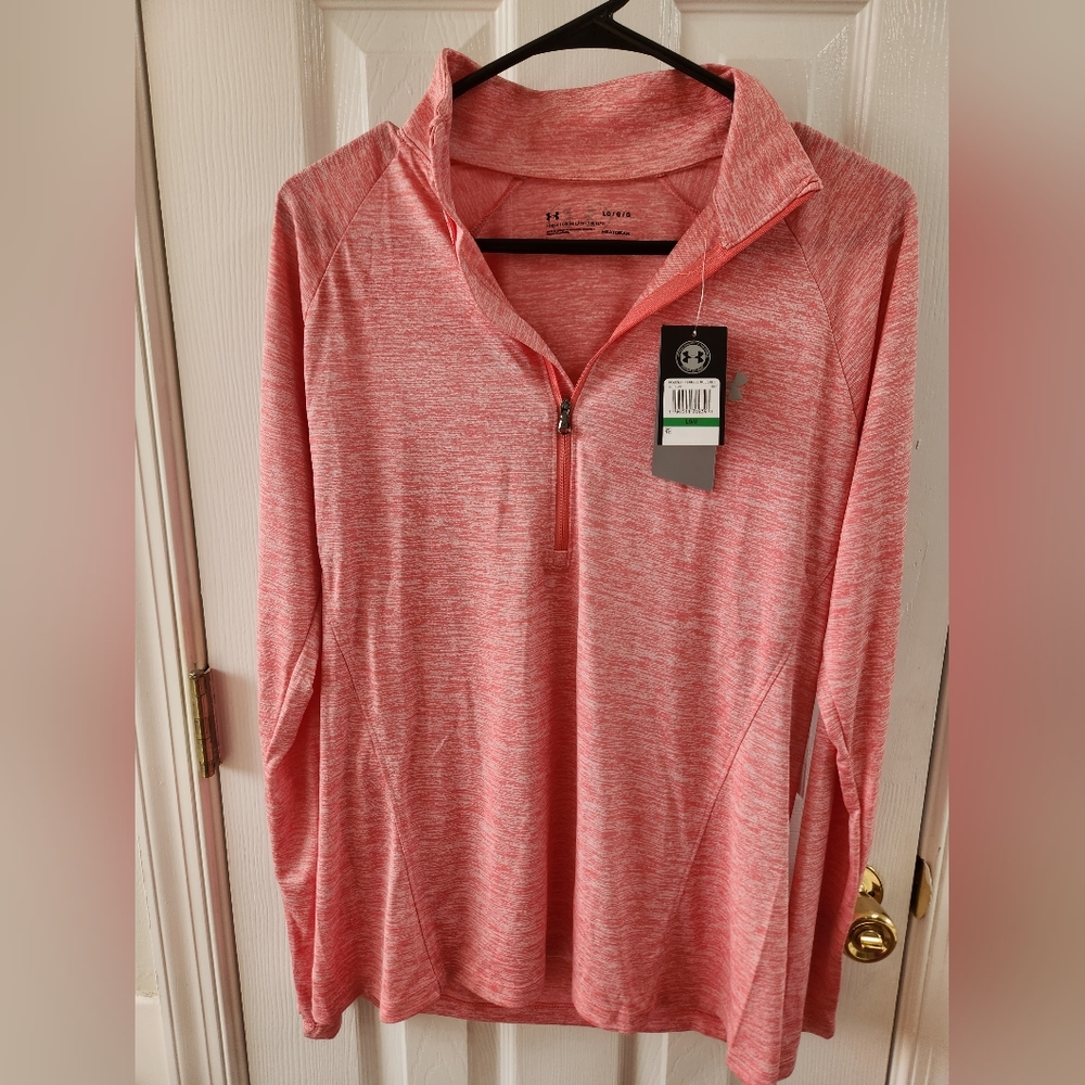 Womens Under Armor Large Pink Heat Gear Pullover